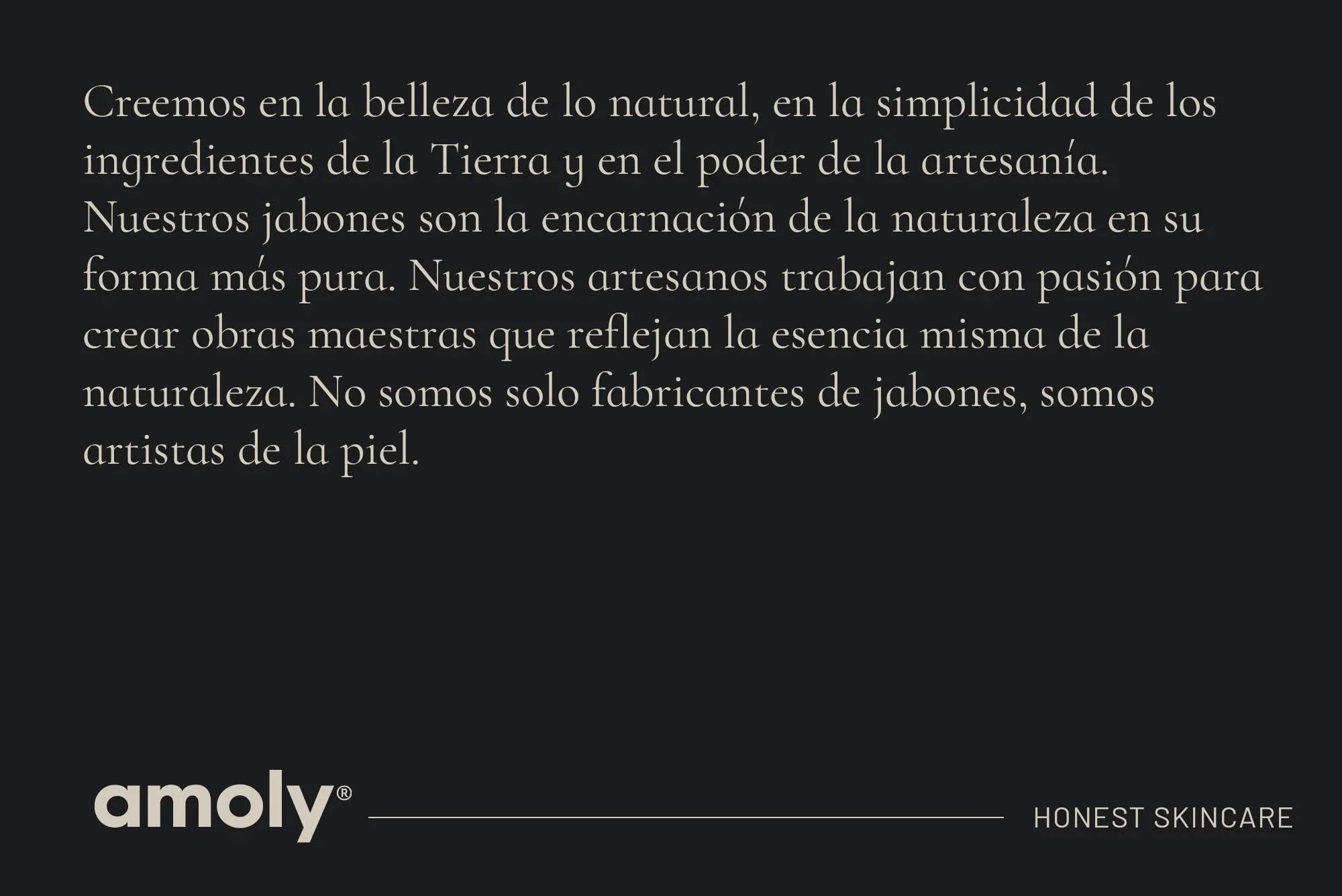Amoly brand manifesto on natural, handmade skincare philosophy
