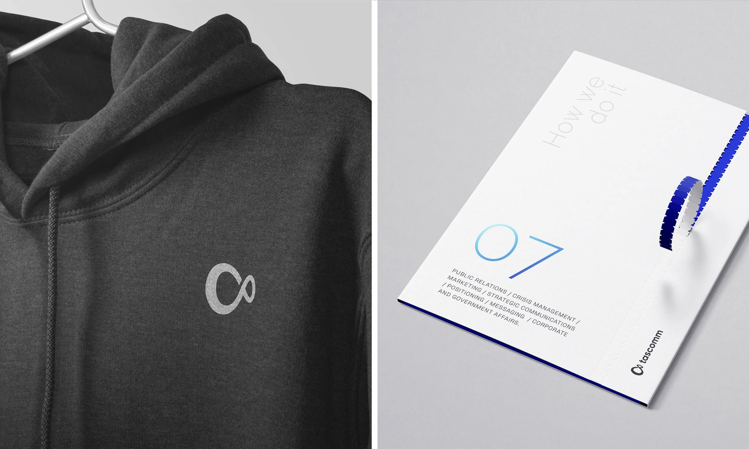 Branded hoodie and notebook corporate merchandise design