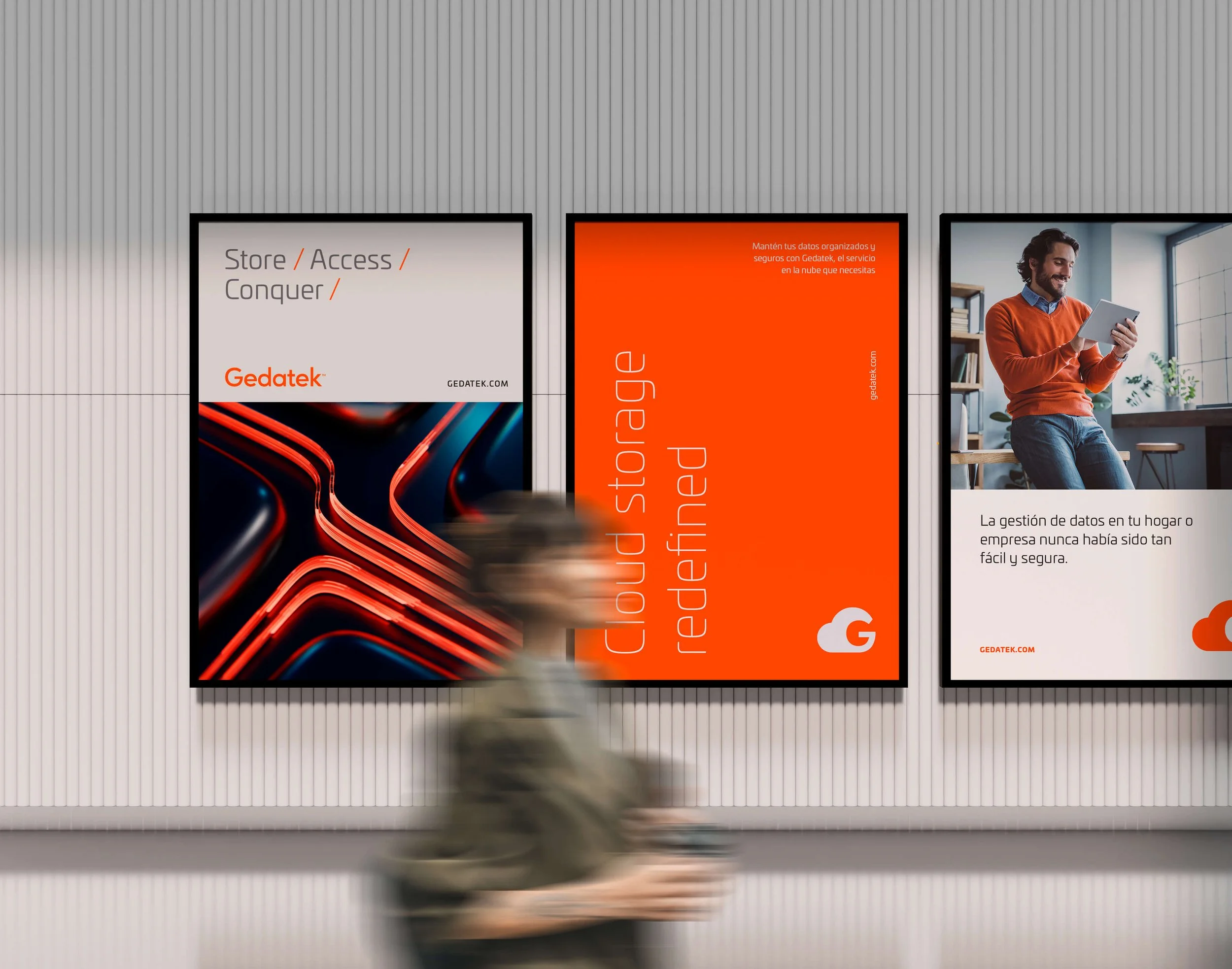 Brand campaign poster display with motion blur photography