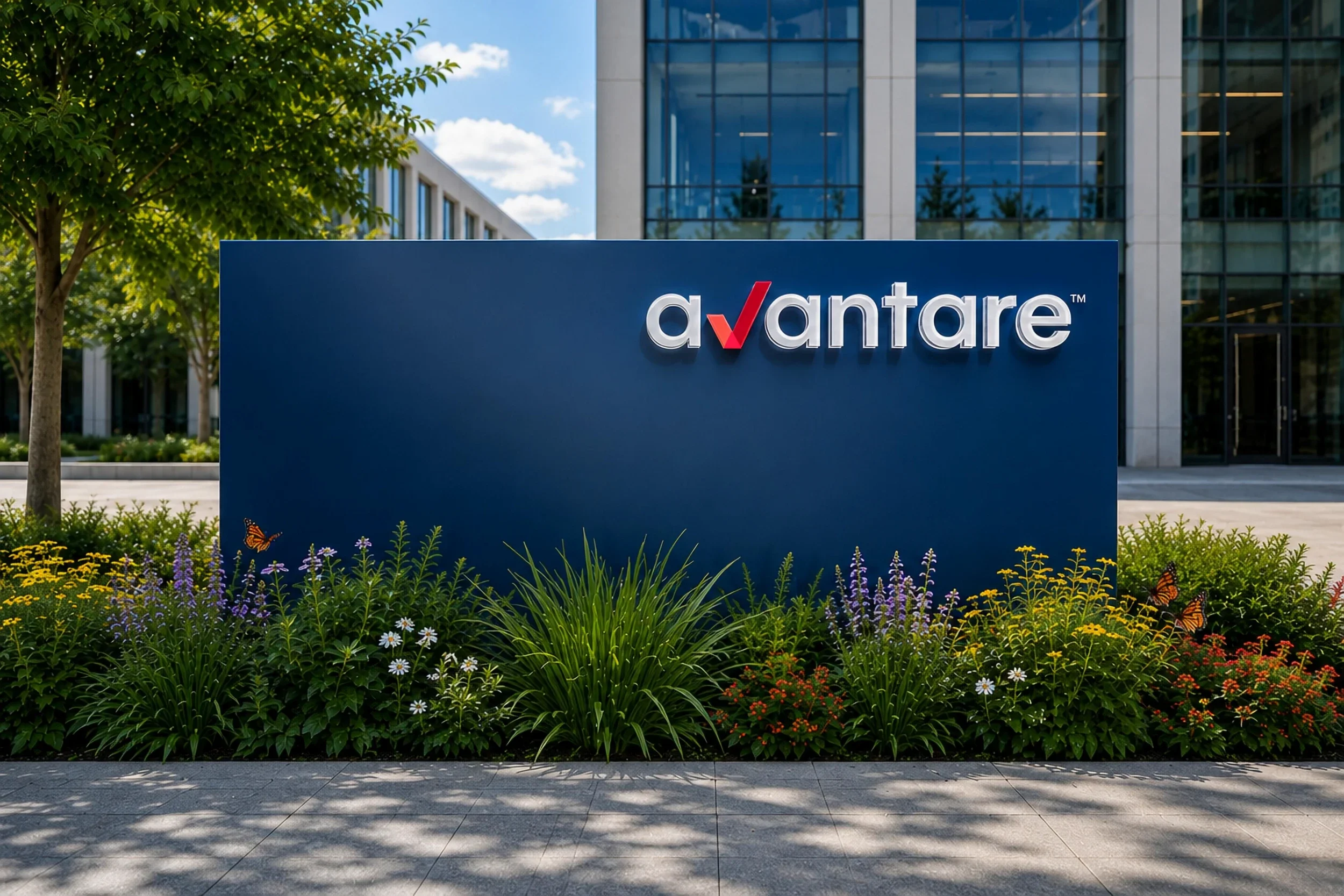 Corporate building signage displaying a business consulting brand identity.