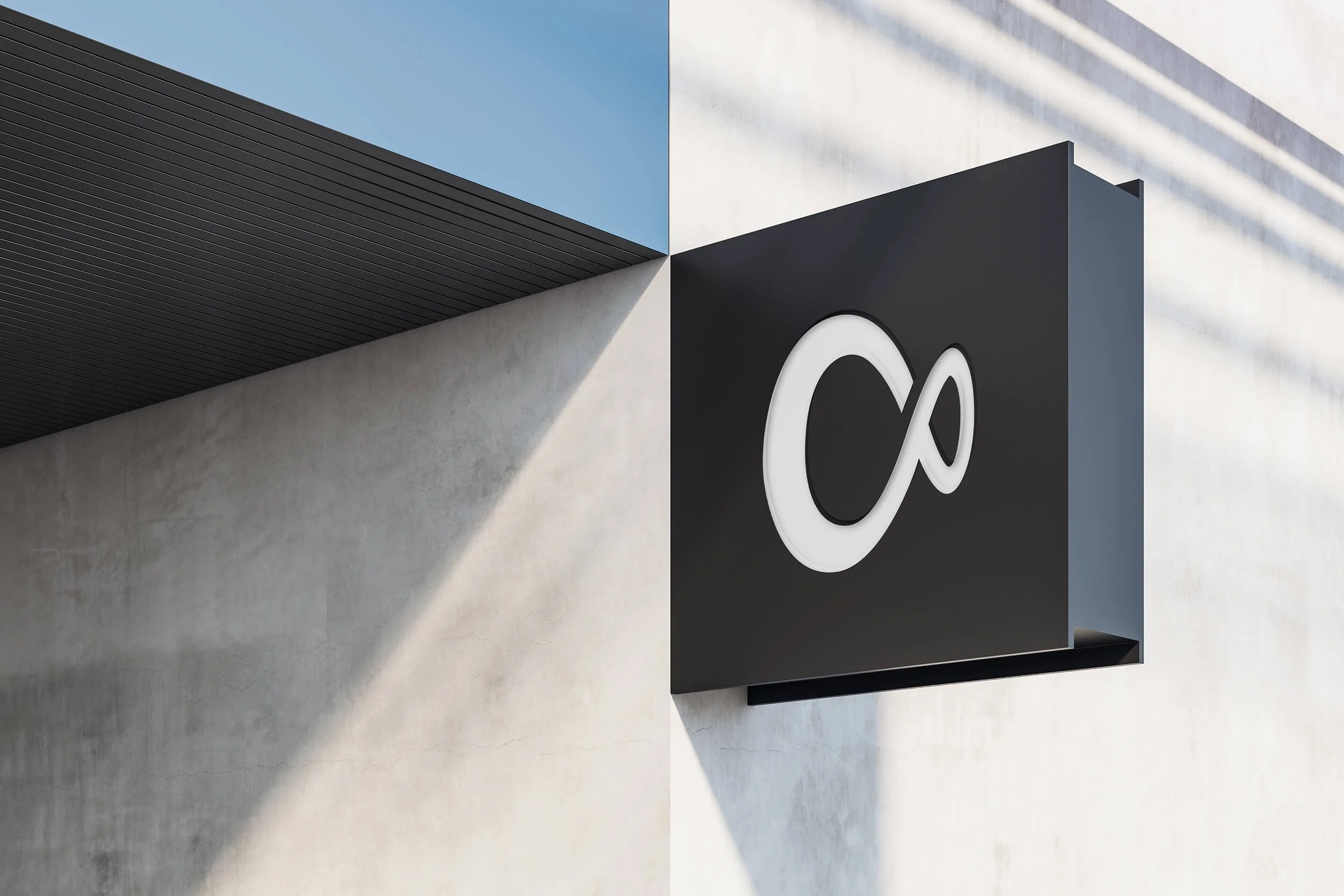 Building exterior signage and logo design for corporate headquarters