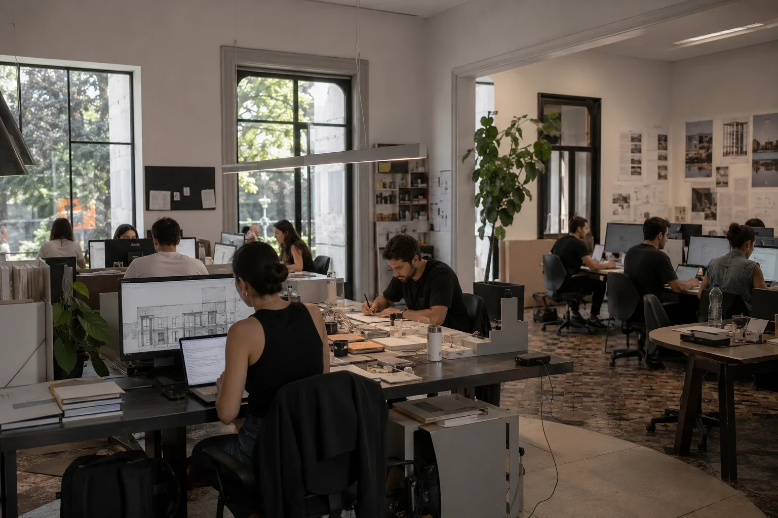 Construction company office designed as part of a residential real estate brand identity project.