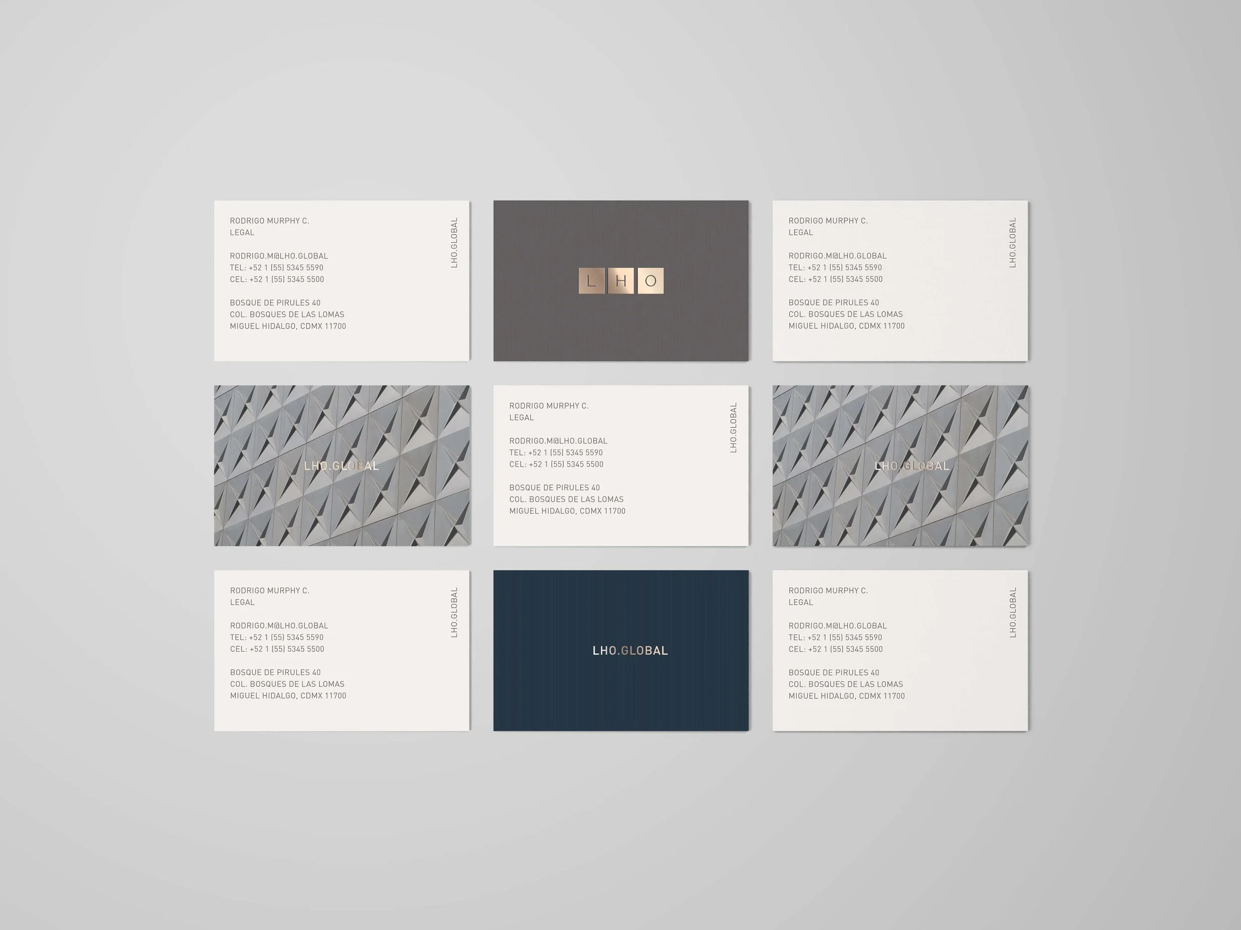 Law firm brand applications grid, cards and documents