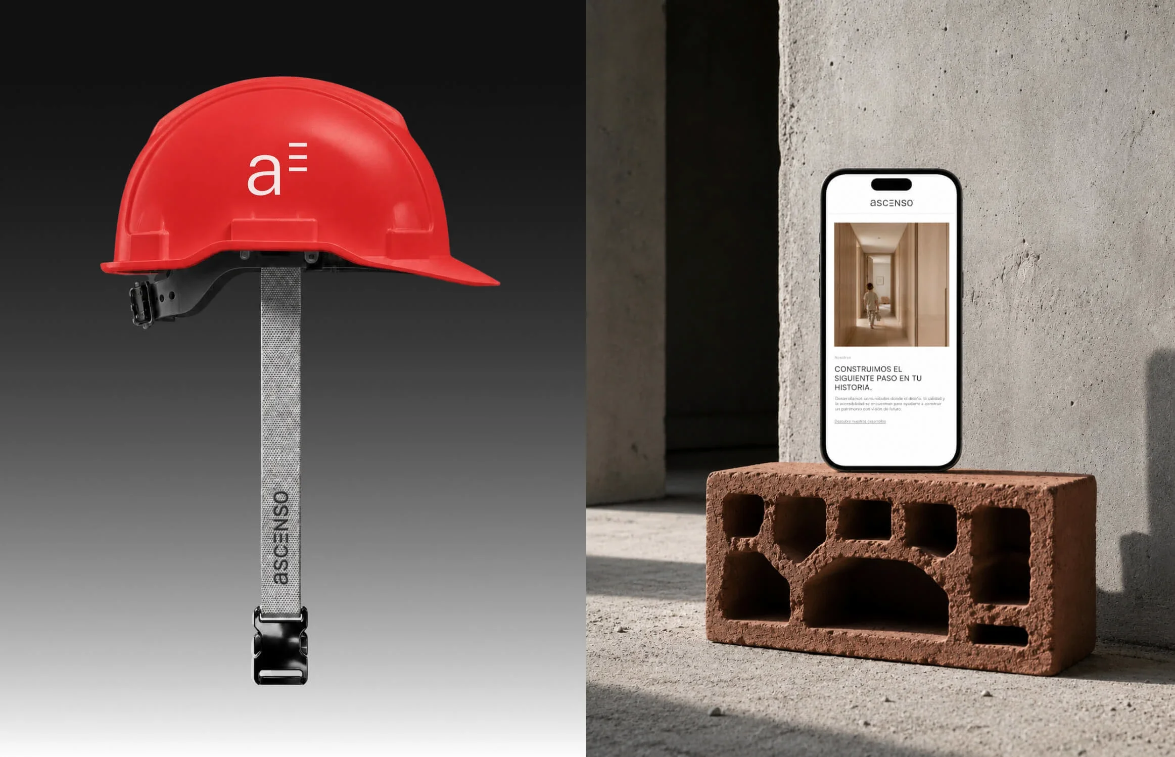 Responsive website design for a construction company brand identity project.