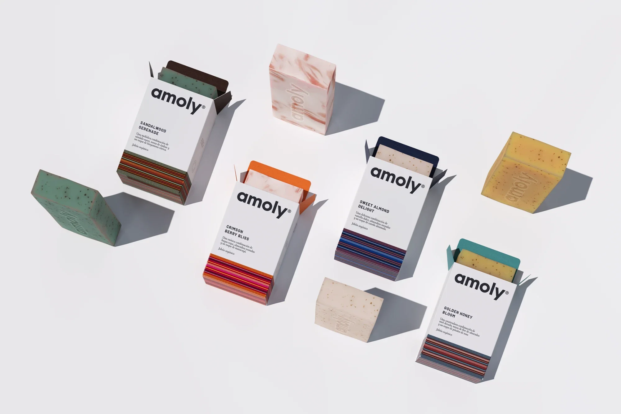 Amoly striped packaging design for handmade soap bars