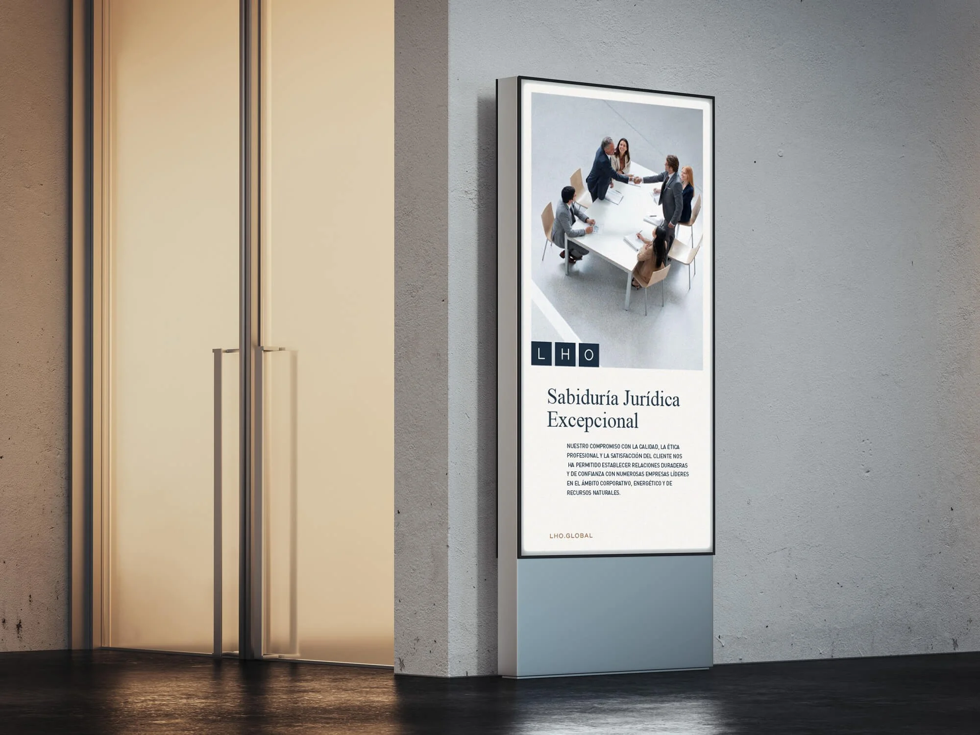 Outdoor digital signage for a corporate law firm brand identity