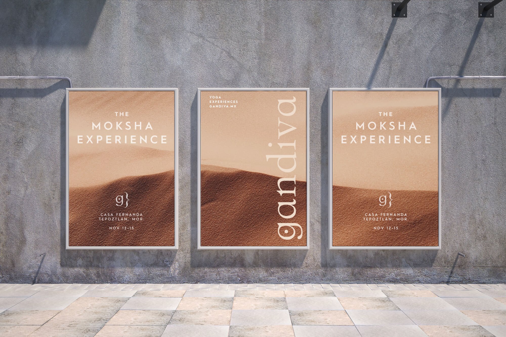 Promotional posters designed for yoga retreats and wellness experiences.
