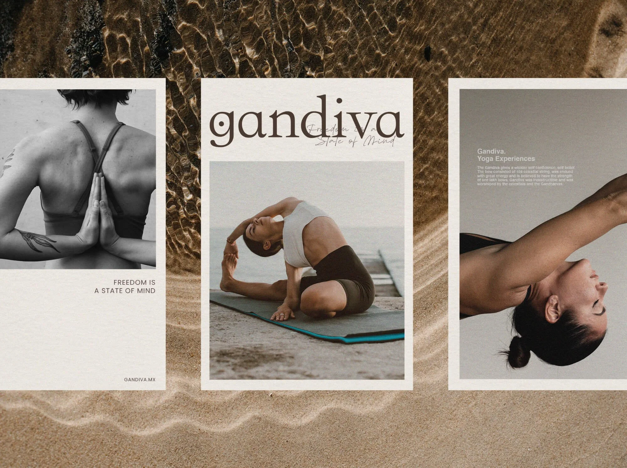 Yoga studio advertising campaign designed for a wellness brand identity.
