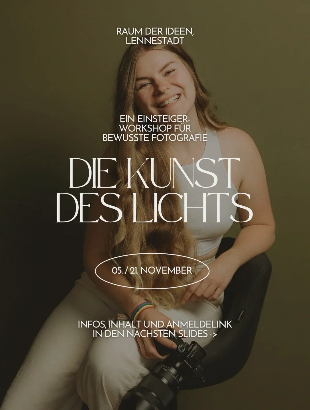 Neue Fotografie Workshop Termine ✨

Ich freue mich auf alle, die dabei sein wollen und hoffe nat&uuml;rlich, dass es Termine sind, wo die meisten Zeit haben 🫶
Gemeinsam k&ouml;nnen wir herausfinden, wo es bei dir vielleicht noch hapert, wo Fragen si