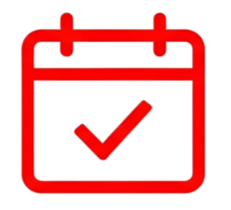 Calendario con marca de verificación en color rojo