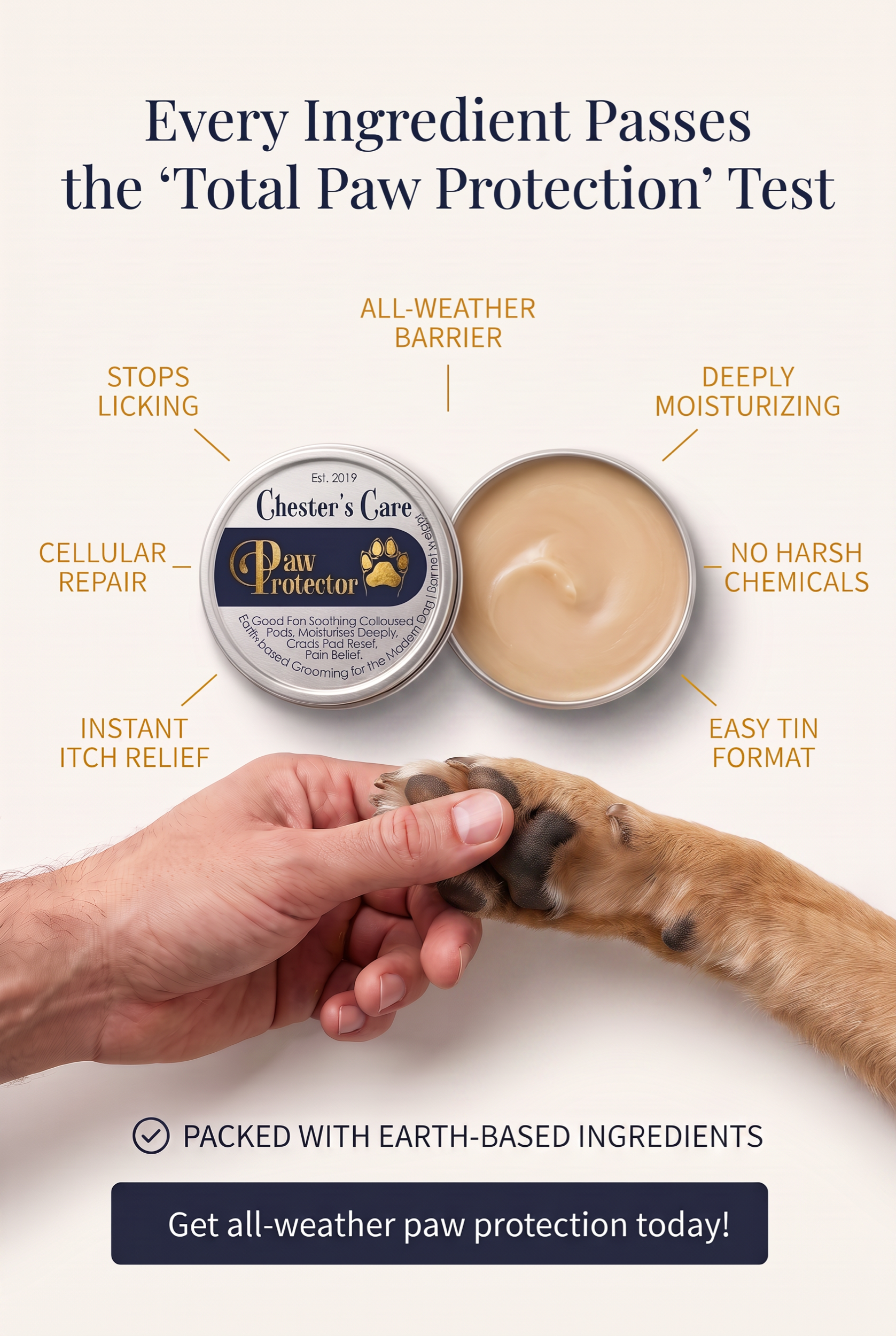 Chester's Cares Paw Protector - The Ultimate "All-Weather Bootie in a Tin" Pad Shield for Dogs