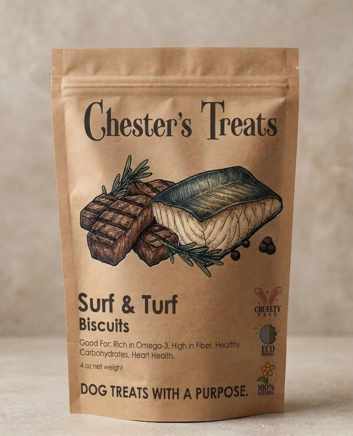 CHESTER'S SURF N TURF DOG BISCUIT