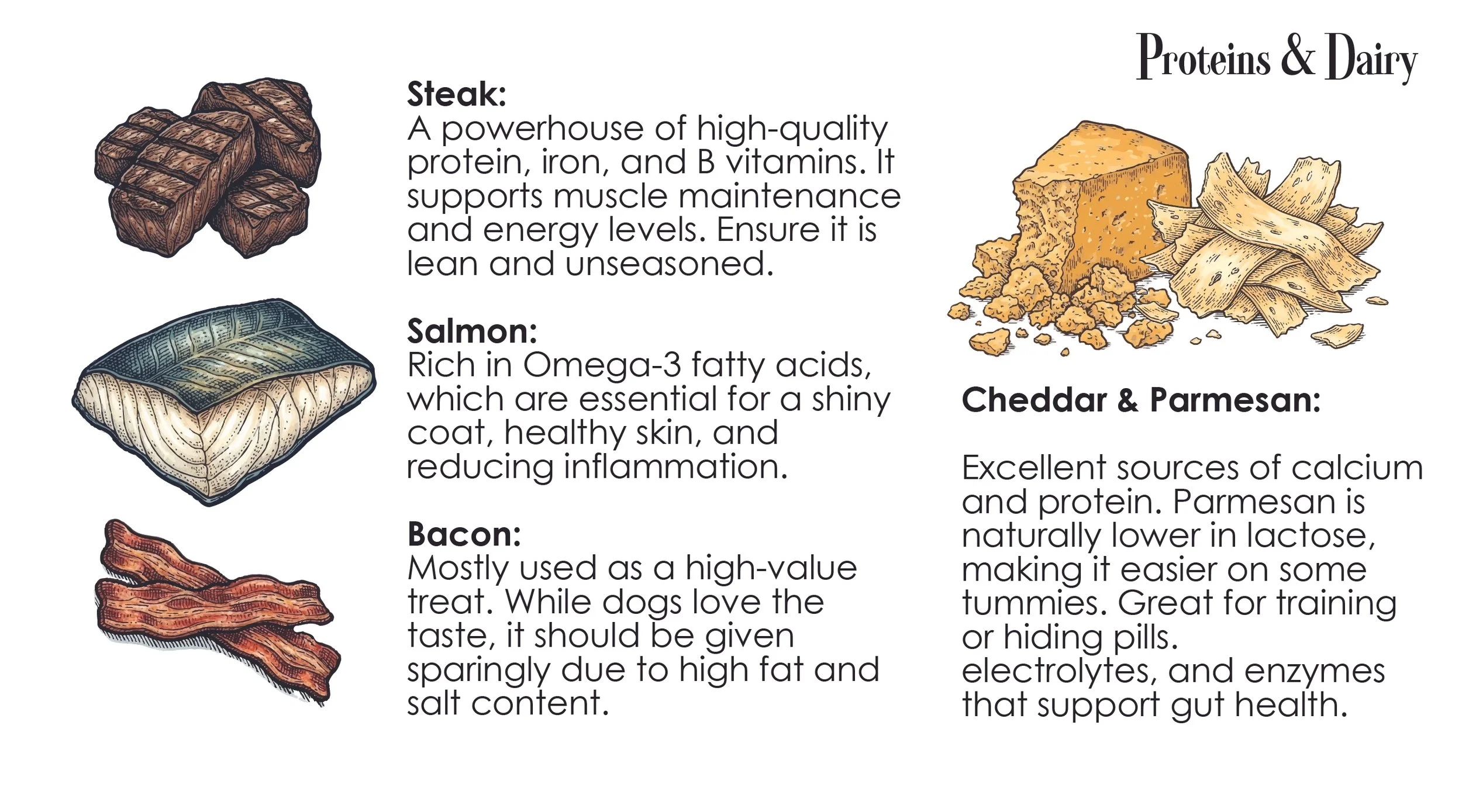 Discover the benefits of Steak, Salmon, and Goat Milk for dogs. Learn which proteins support muscle growth and why Goat Milk is the ultimate gut-health booster.
