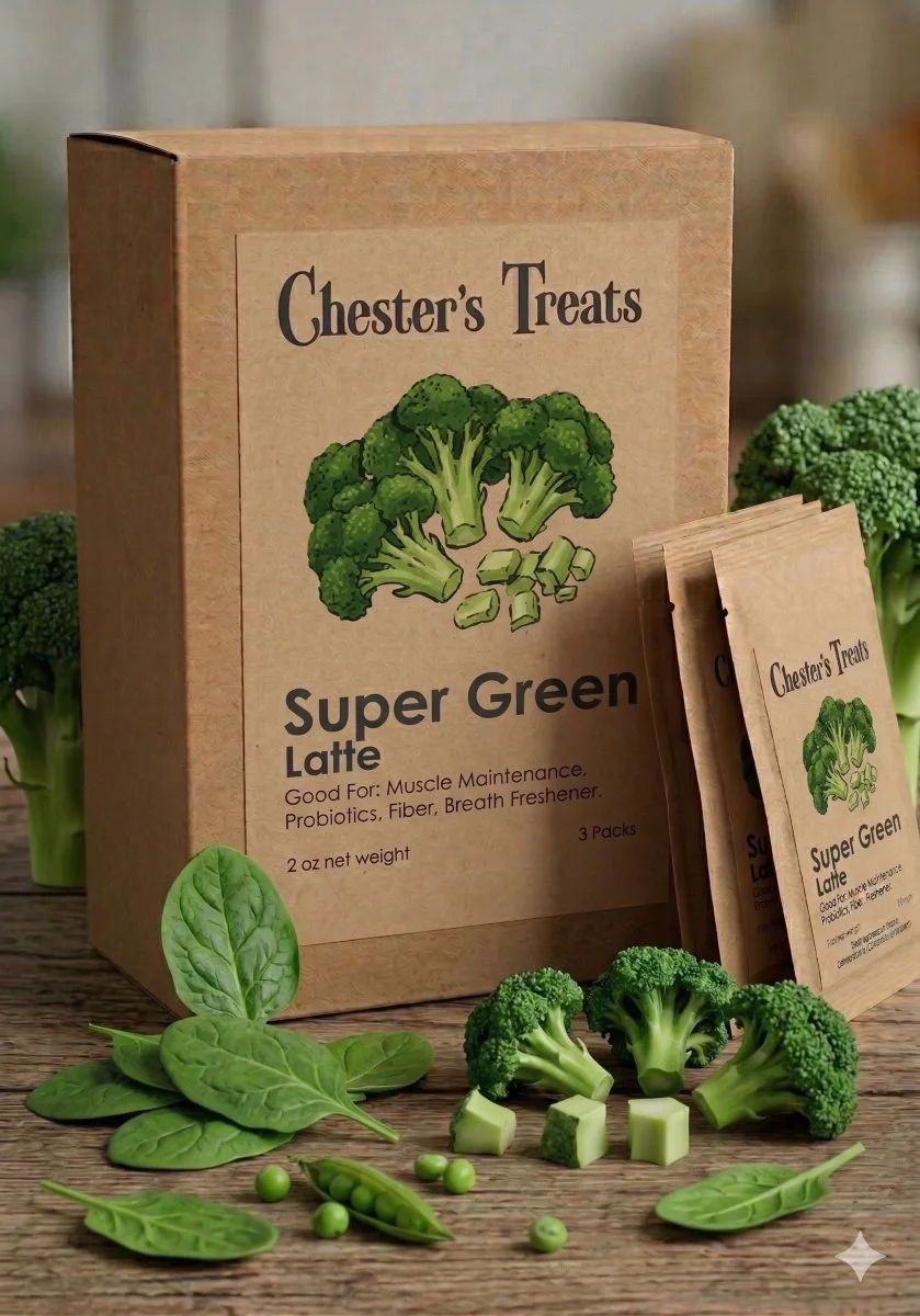 CHESTER'S SUPER GREEN LATTE DOG BEVERAGE