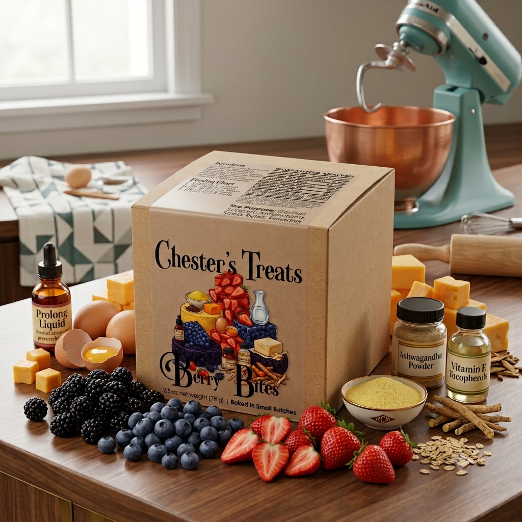 Chester's Cornbread Berry Bites Calming Dog Training Treats, Ashwagandha