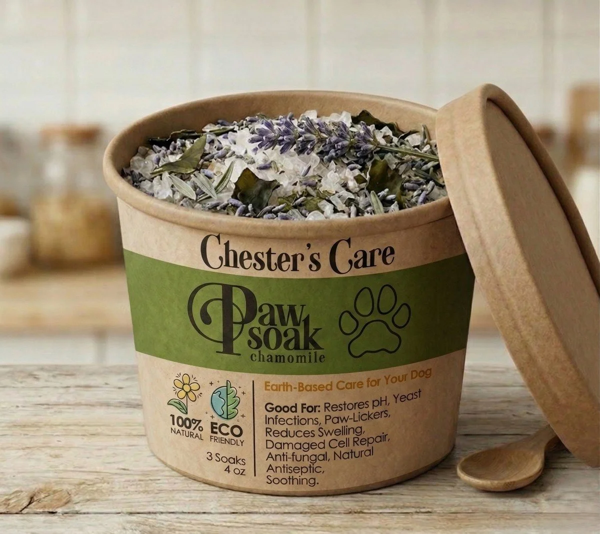Chester’s Paw Soak: Chamomile, Kelp & Oat