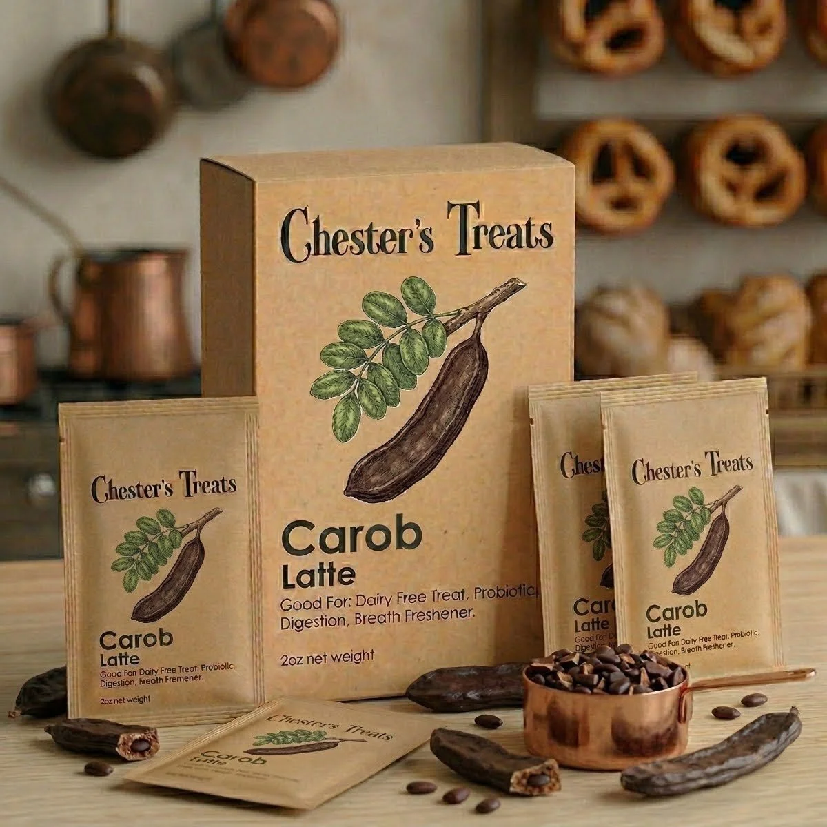 CHESTER'S CAROB LATTE DOG BEVERAGE