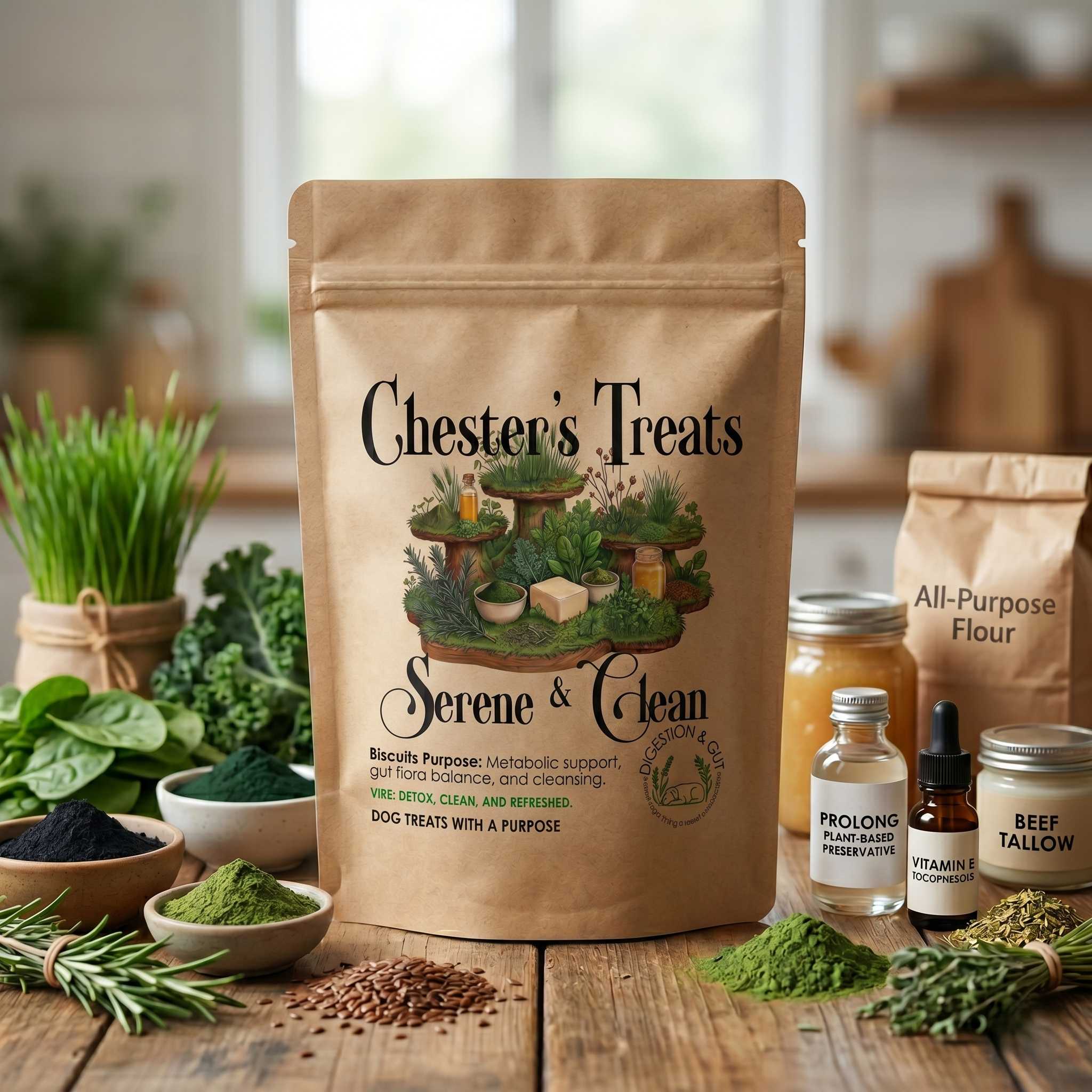 Chester's Serene & Clean Green Dog Treats for Digestion & Gut Support