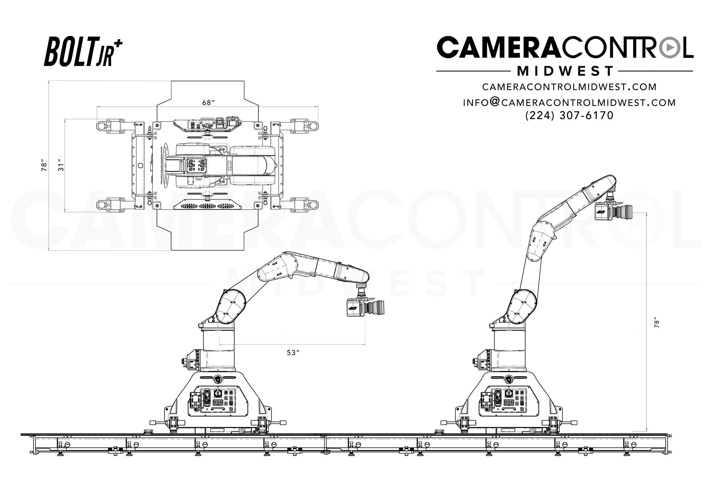 Technical blueprint of a BOLT JR with detailed measurements and design specifications.