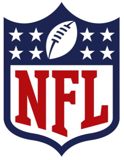 The official NFL logo featuring a shield with a football and stars.
