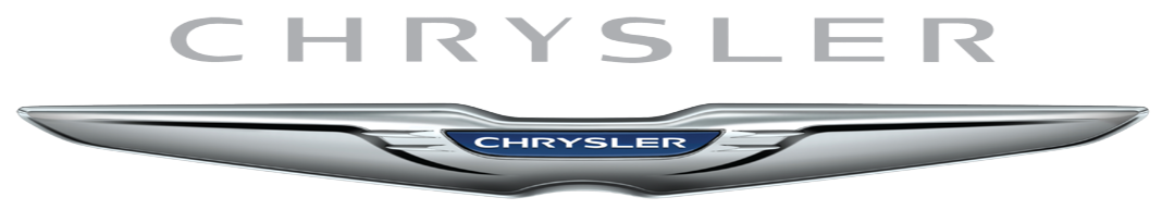 Close-up of the Chrysler and Chrysler logos on a car grille.