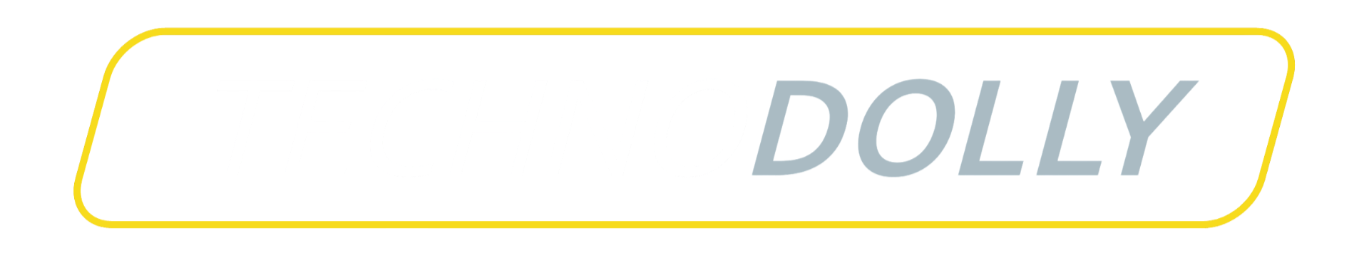 A black background with the word 'TECHNODOLLY' in white and gray uppercase letters, enclosed by a yellow rounded rectangular border.