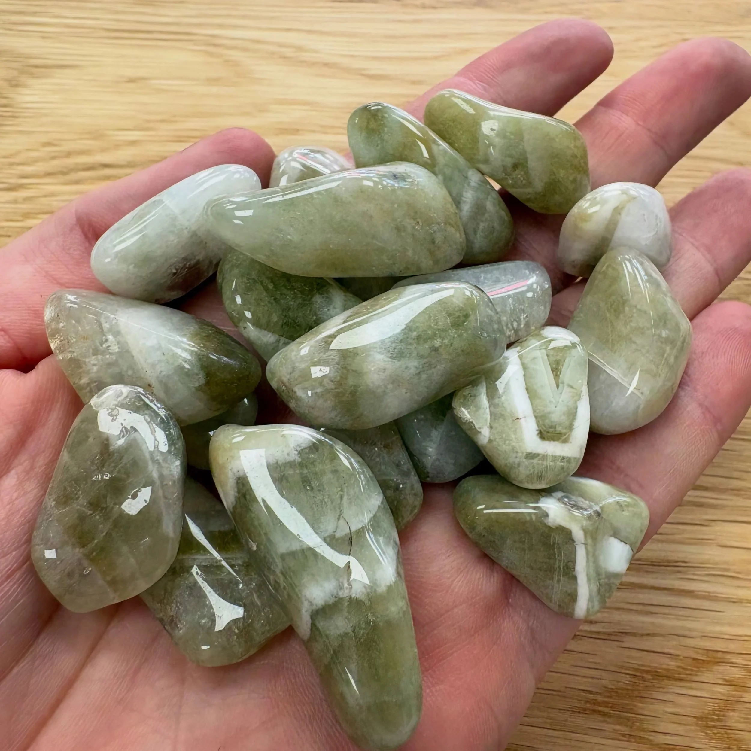 Crystal Heaven 

I&rsquo;m covering @whisperingdaisiesuk  shop today and sorting out their new crystals. How beautiful are these. These are called Prasiolite. The stone of compassion &amp; spiritual growth. 

What is your favourite crystal? Let me kn
