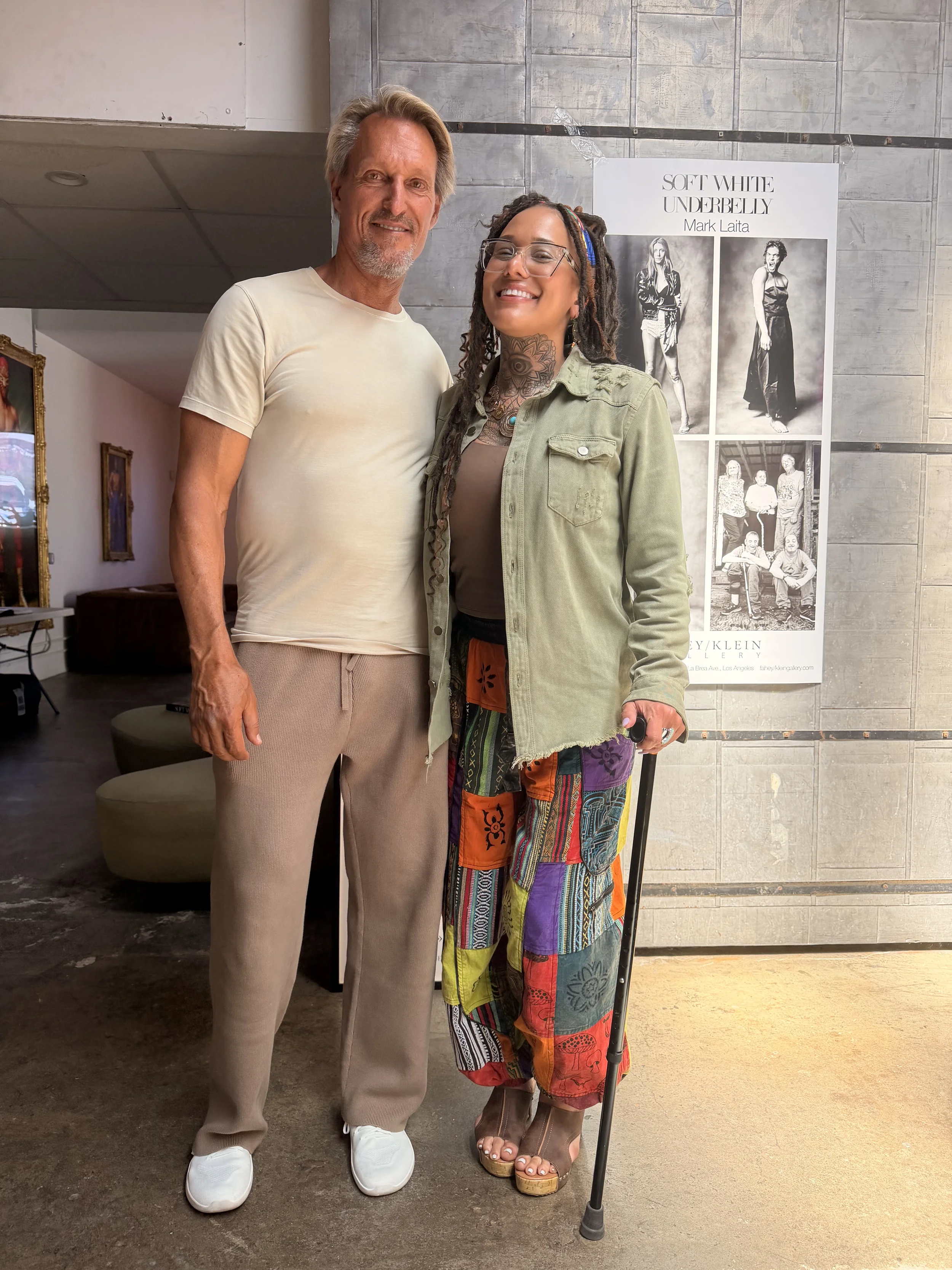 Lavender initiative founder smiling with the owner of the youtube channel soft white underbelly.