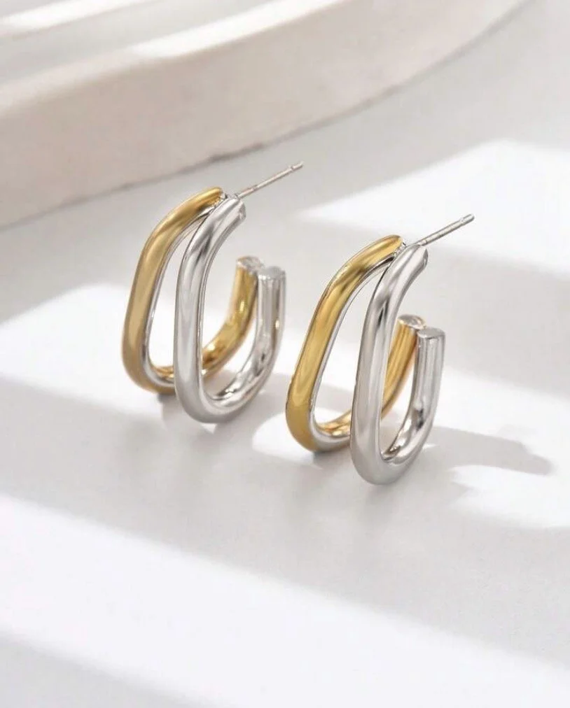 Two-Tone Infinity Loop Earrings