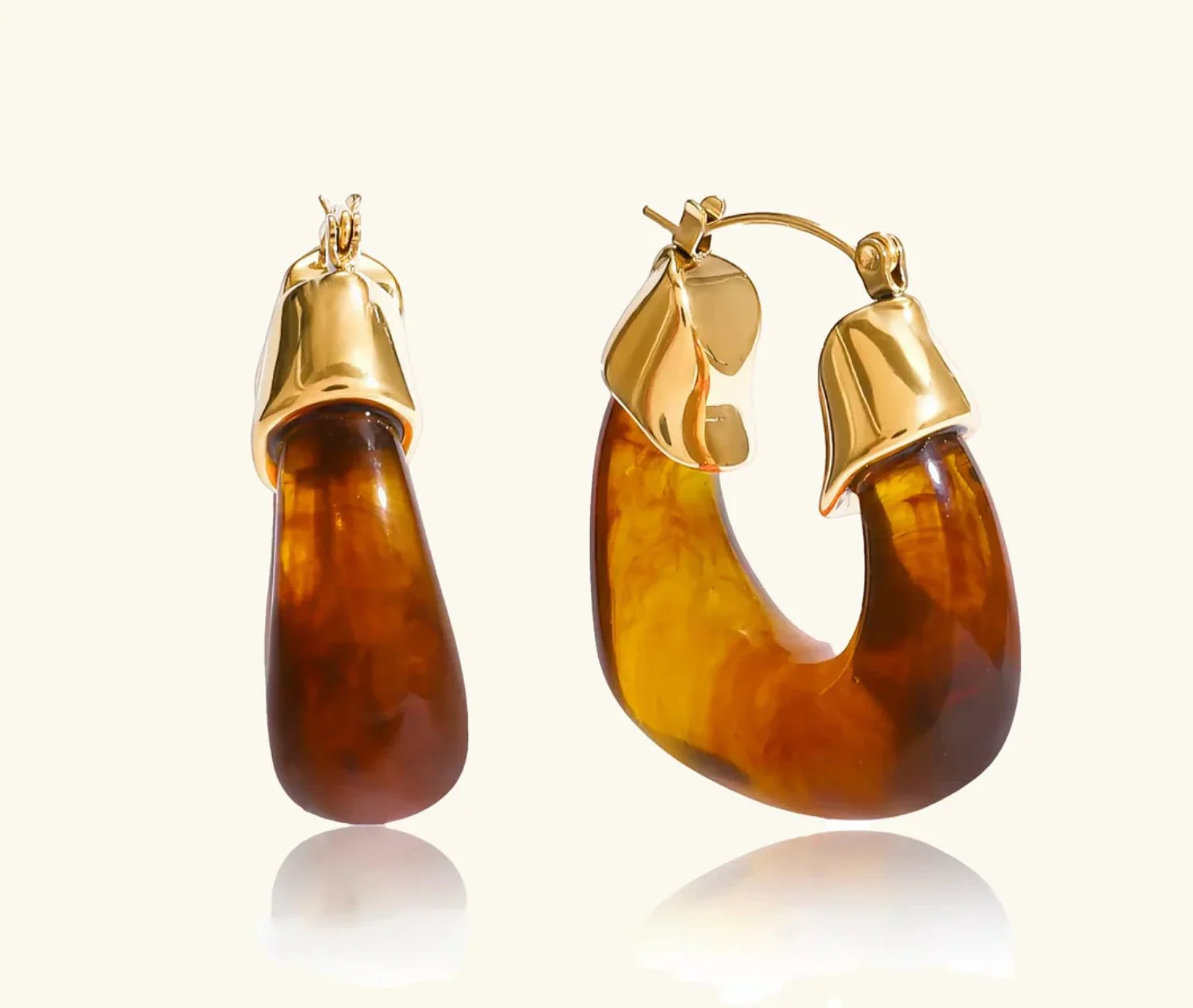 Golden Amber Hoop Earrings