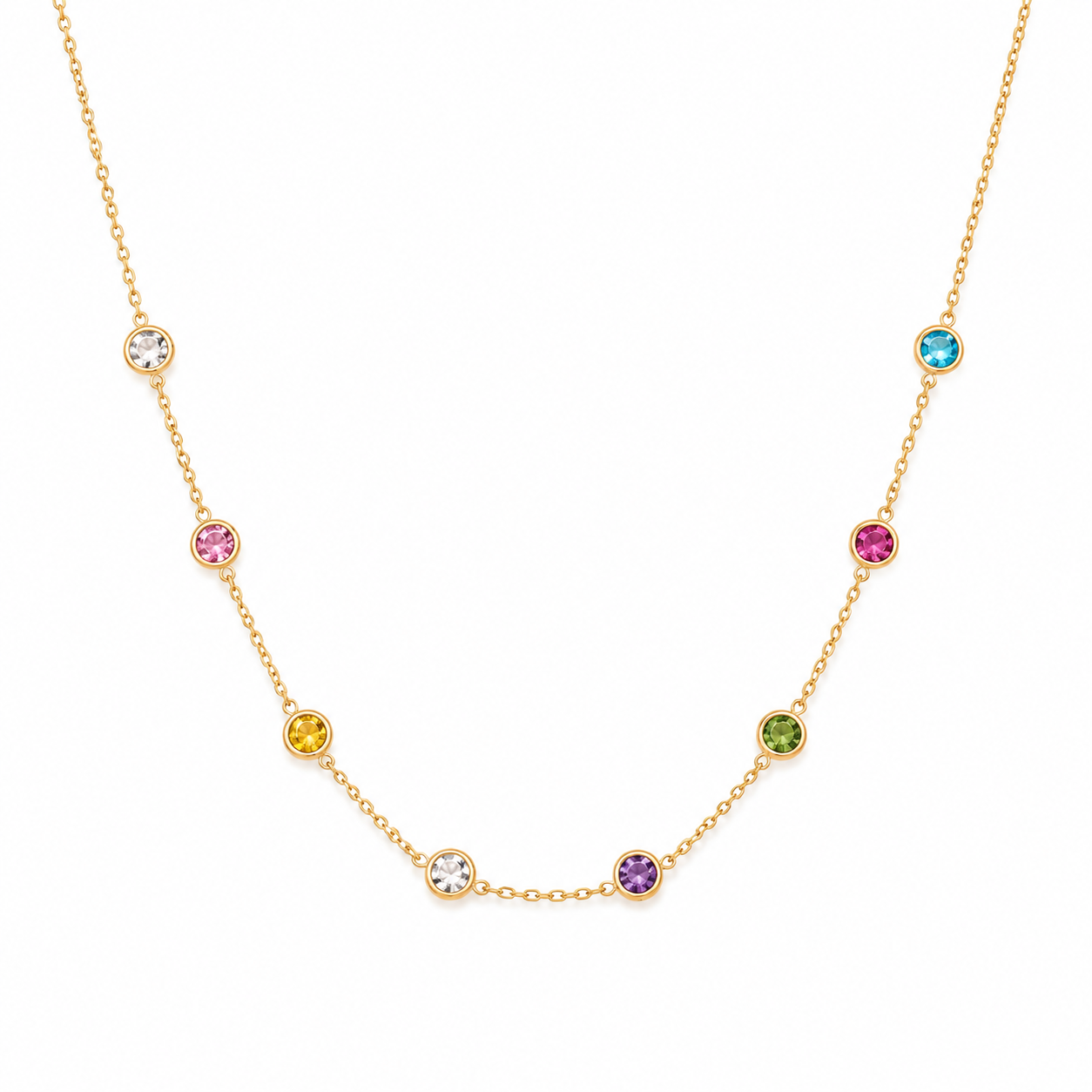 Multicolored Gemstone Gold Necklace