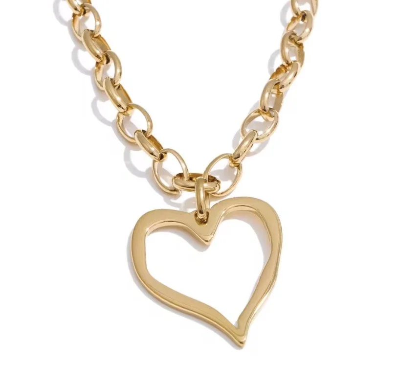 Gold Heart Cut Out Necklace