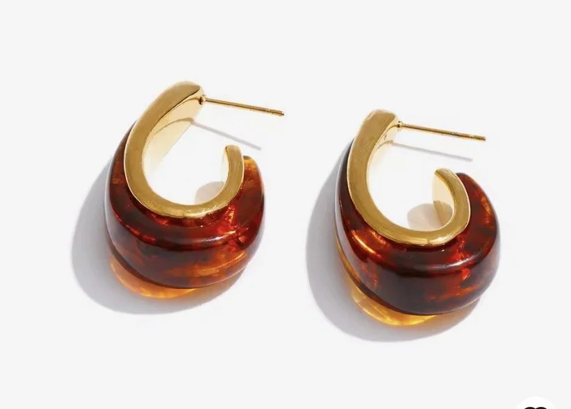 Tortoiseshell Gold Hoop Earrings
