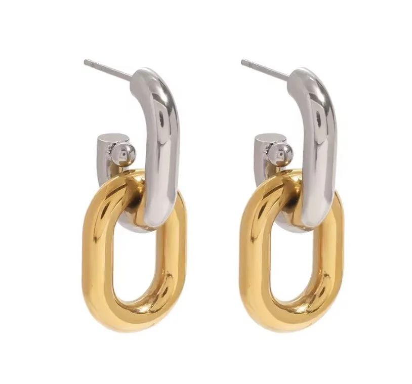 Gold & Silver Interlocking Chain Earrings