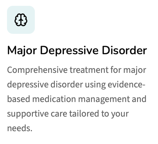 Comprehensive evaluation and medication management to support improvement in mood, motivation, energy, and quality of life.
