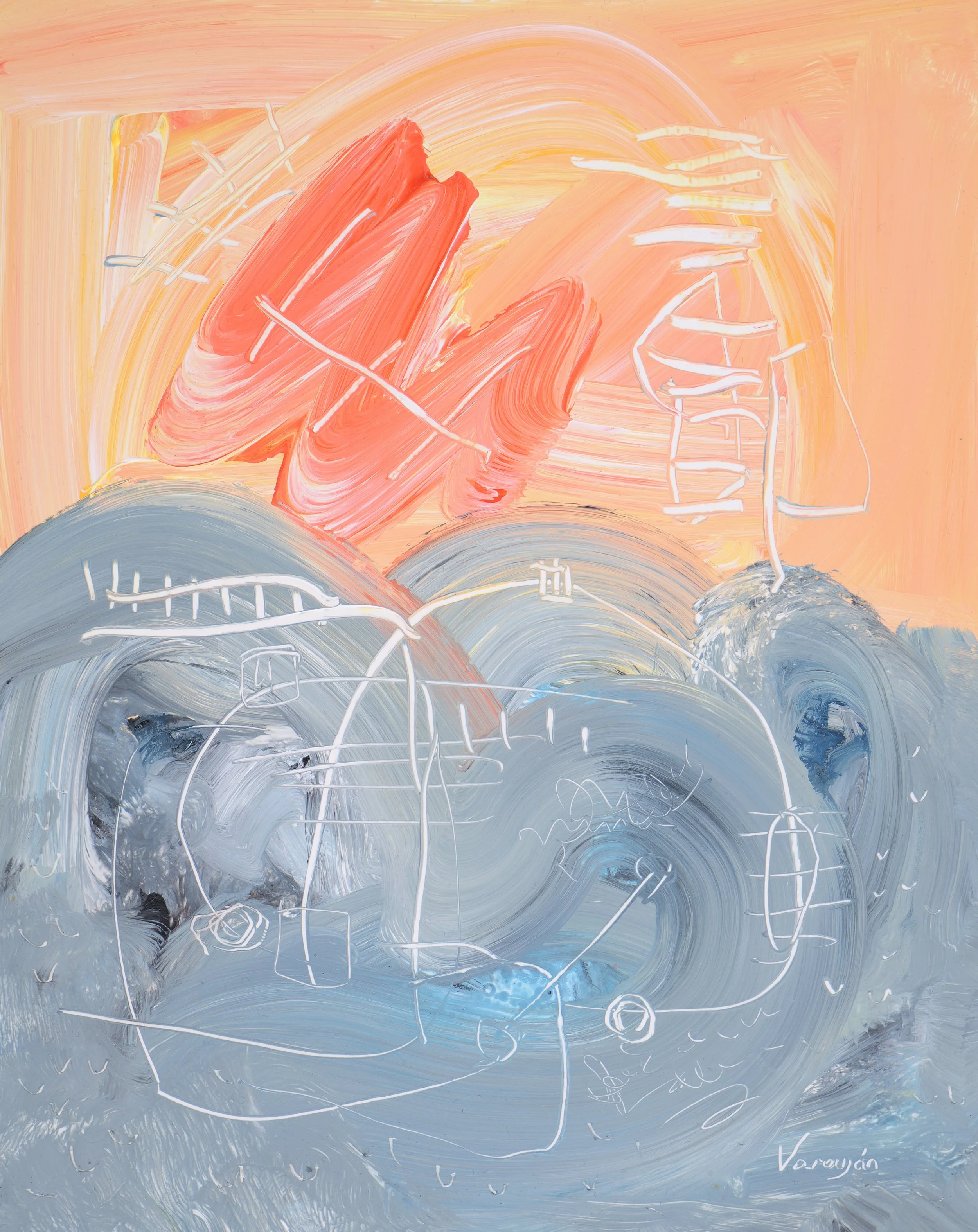 Above and Below 7 | Acrylic on Yupo paper | 12 x 9 in | 2026