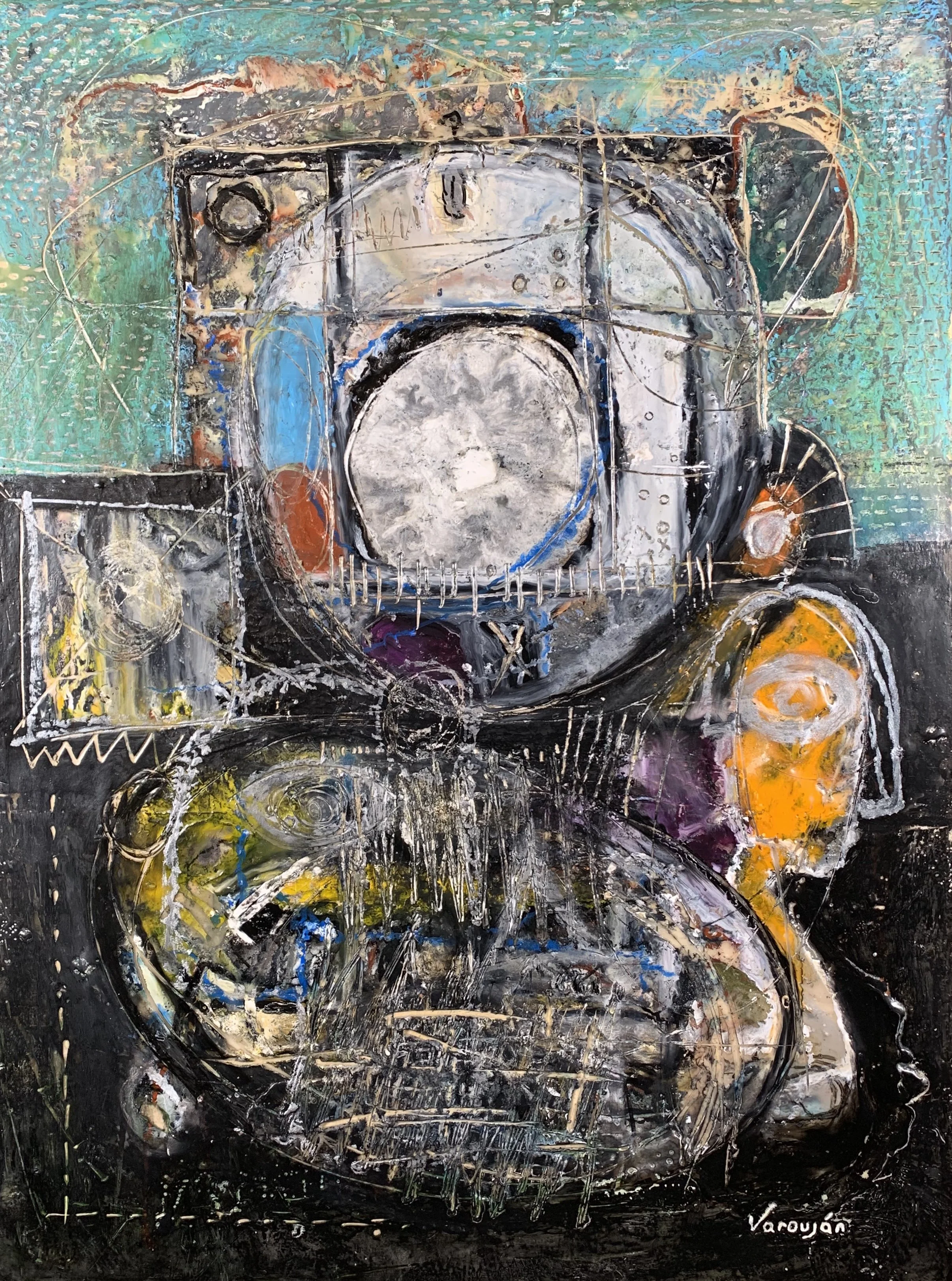 Thought Process | 40 x 30 in | Encaustic on wood panel | 2019