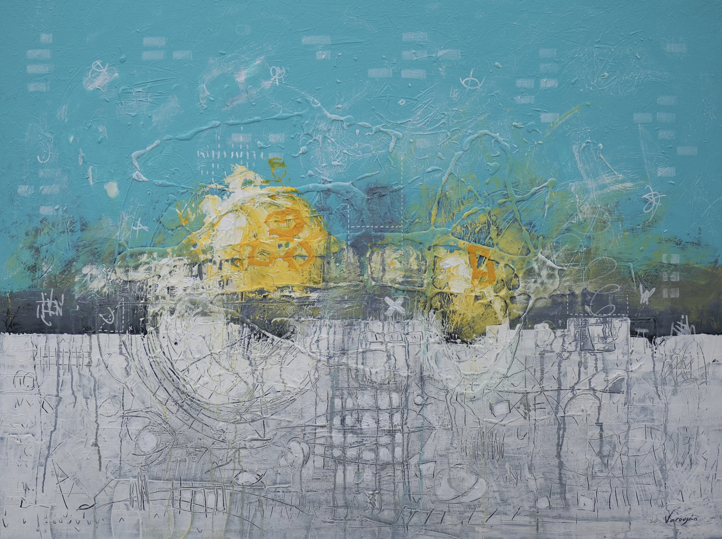 Interplay | Acrylic and marble dust on canvas | 48 x 36 in | 2024