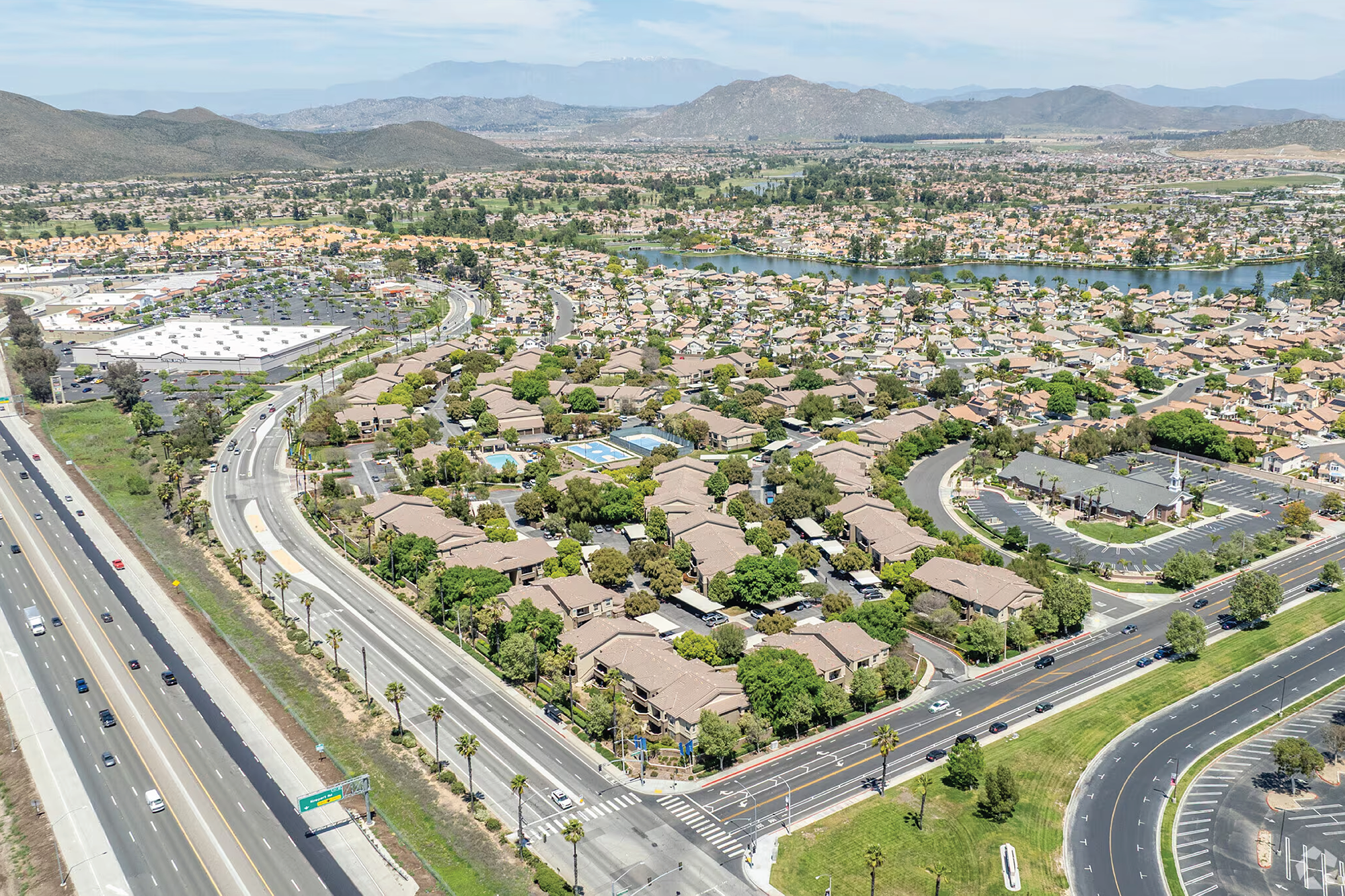 An aerial view of The Enclave Menifee Apartment Community