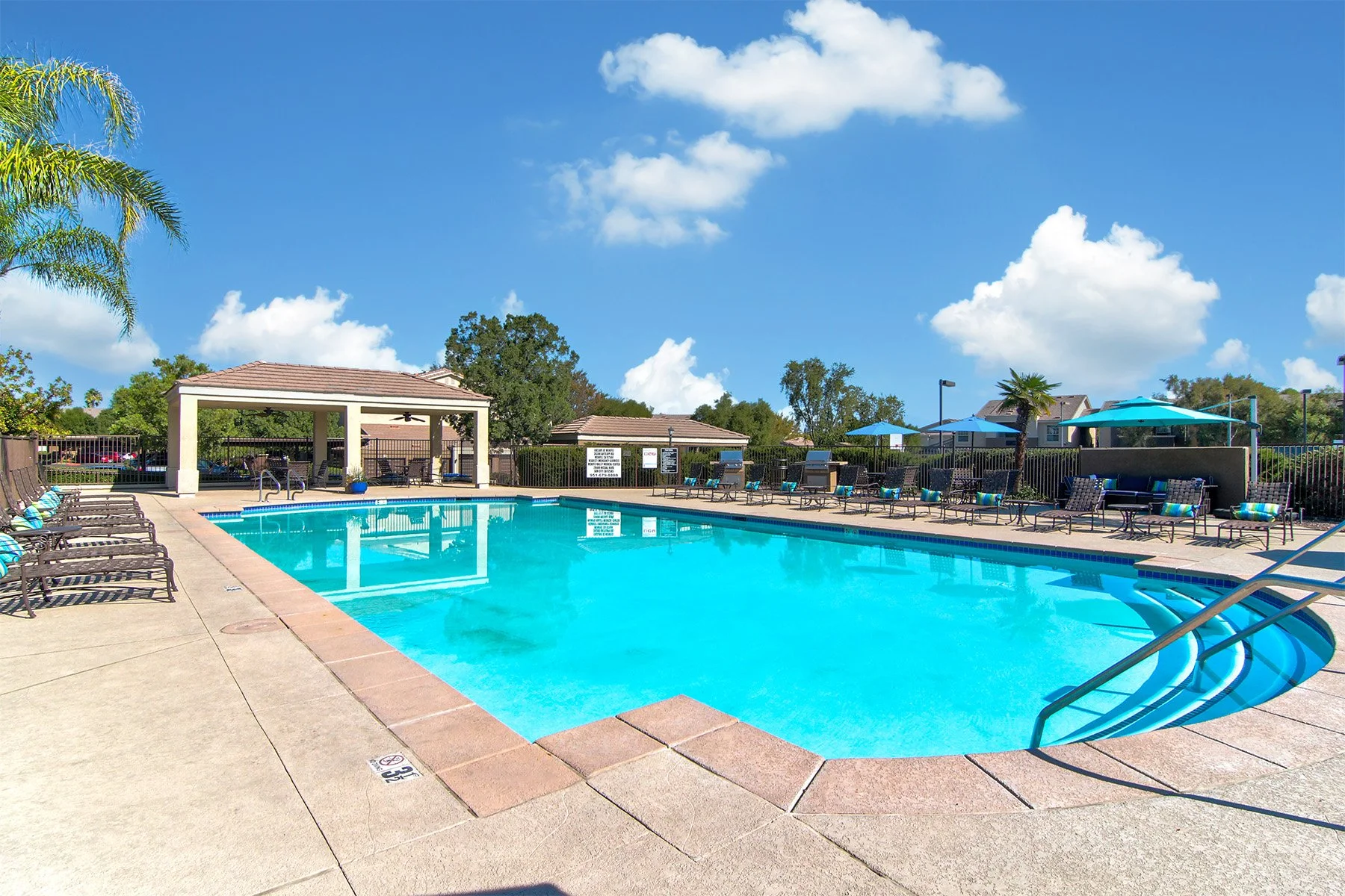 The sparkling swimming pool at The Enclave
