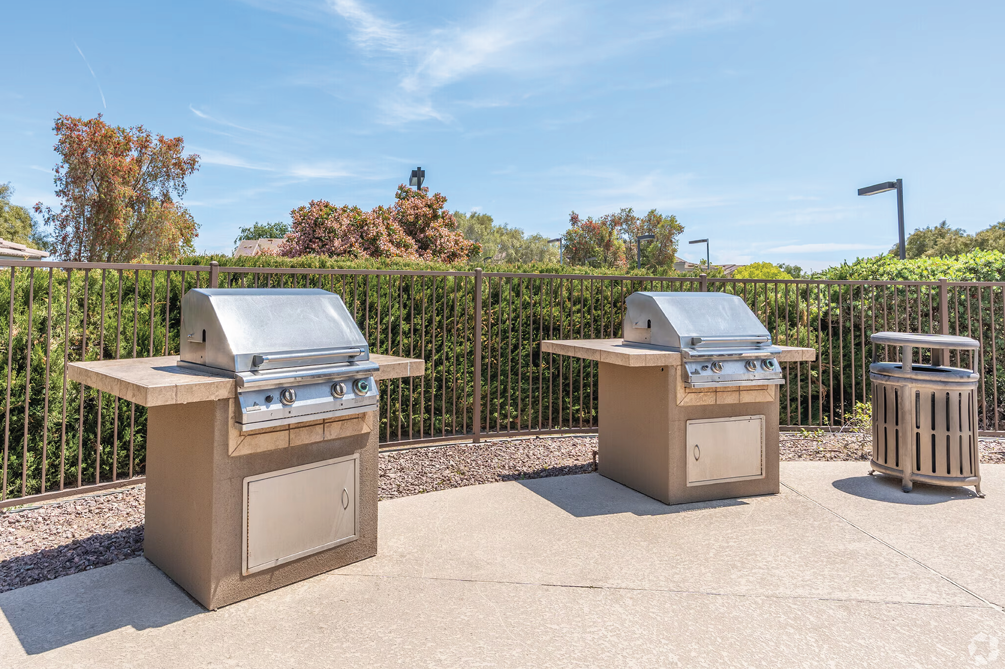 An outside  BBQ grilling station at The Enclave