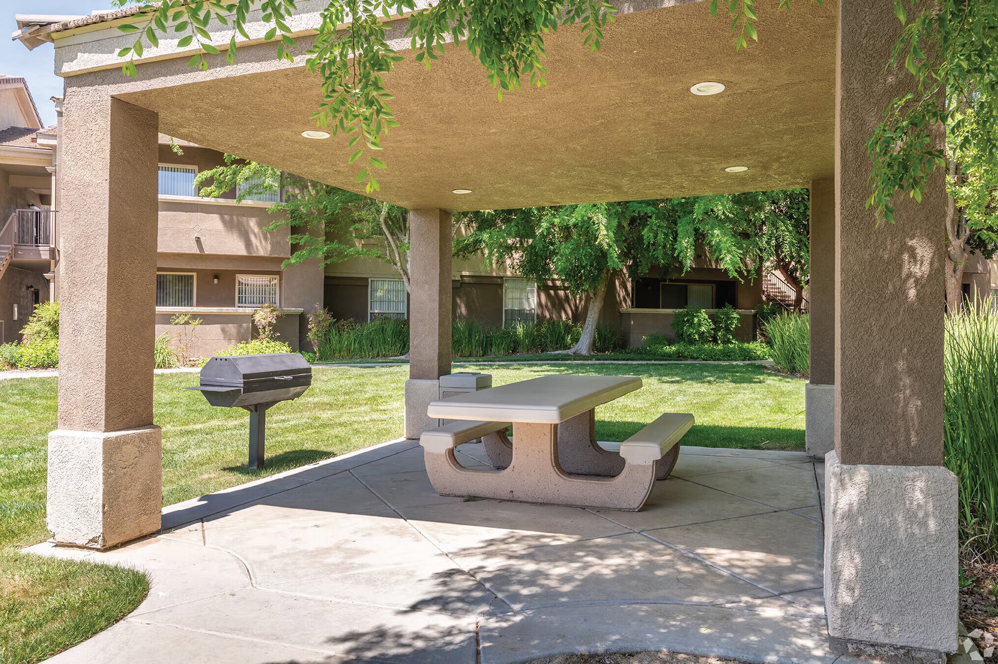 Picnic tables at The Enclave 