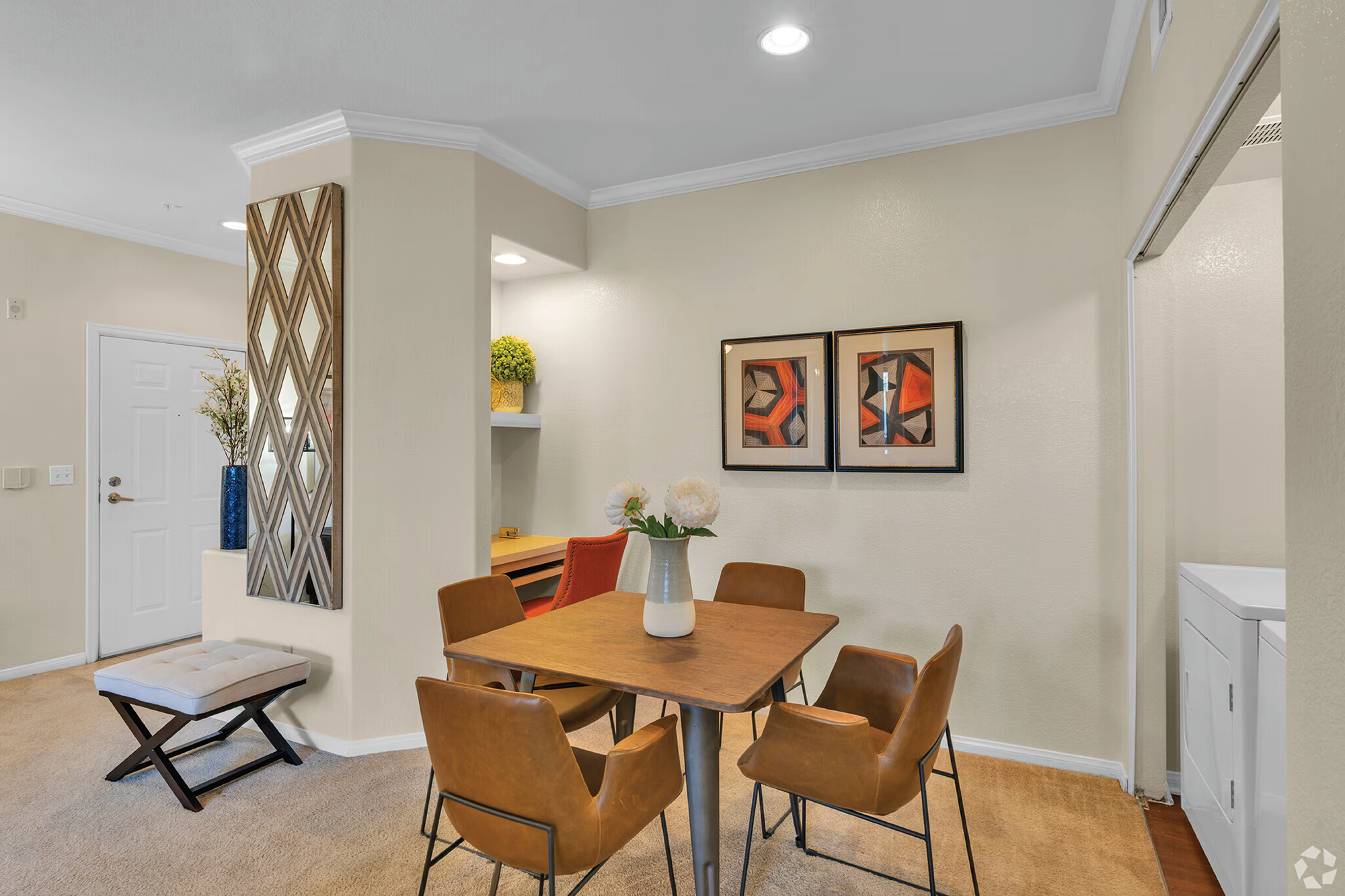 The dining room in an one-bedroom apartment at The Enclave