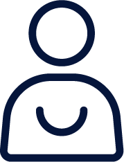 Outline of a person with a smiley face, minimalist icon style.