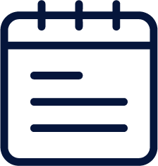 Icon of a calendar with a spiral binding at the top.
