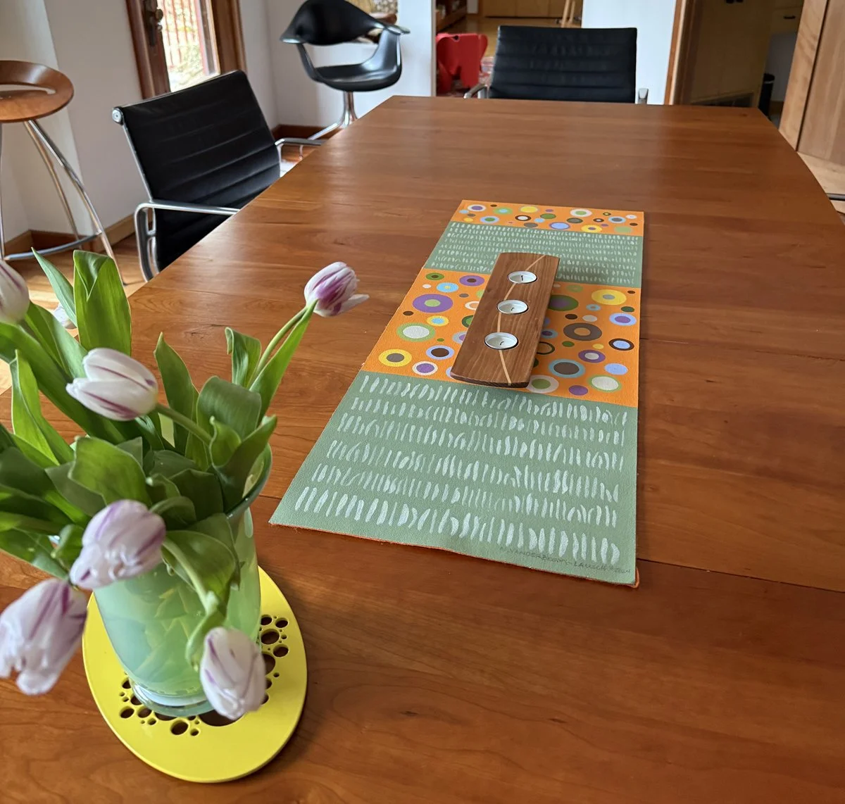 Orange and Green Lines and Circles