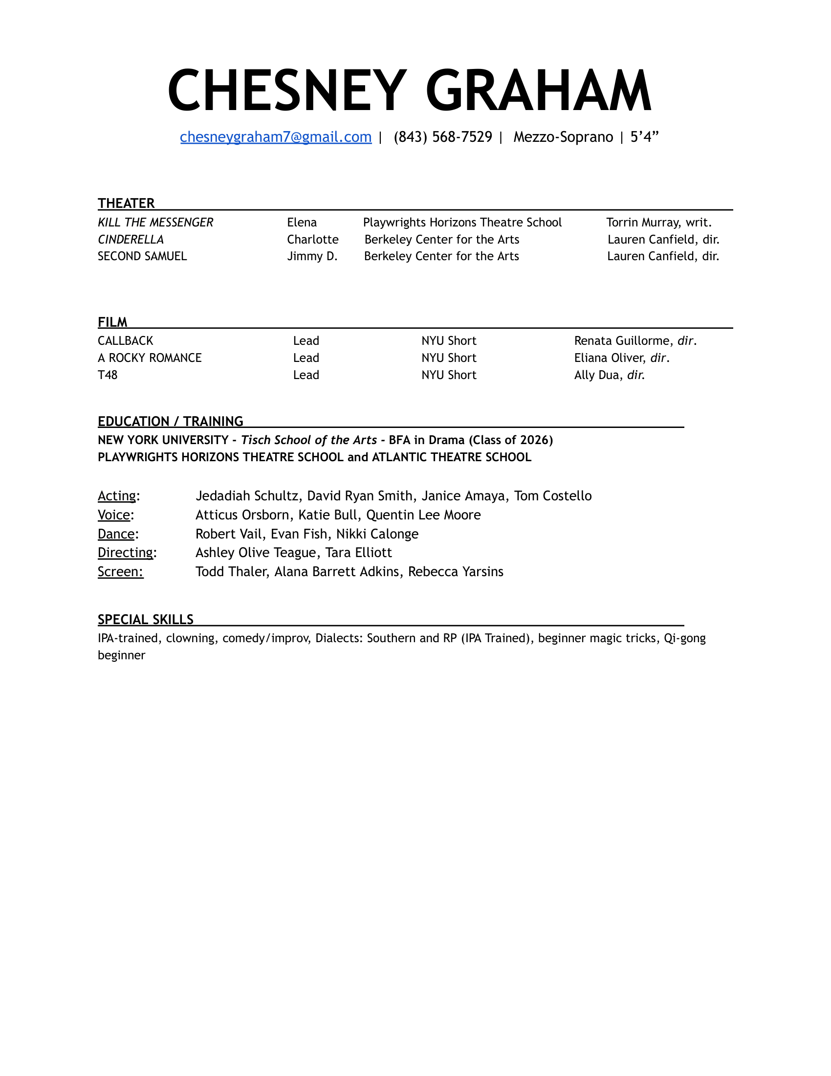 Chesney Graham Resume