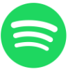 Green circle with white Spotify logo.