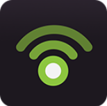 Wi-Fi signal icon with green signal bars on a black background