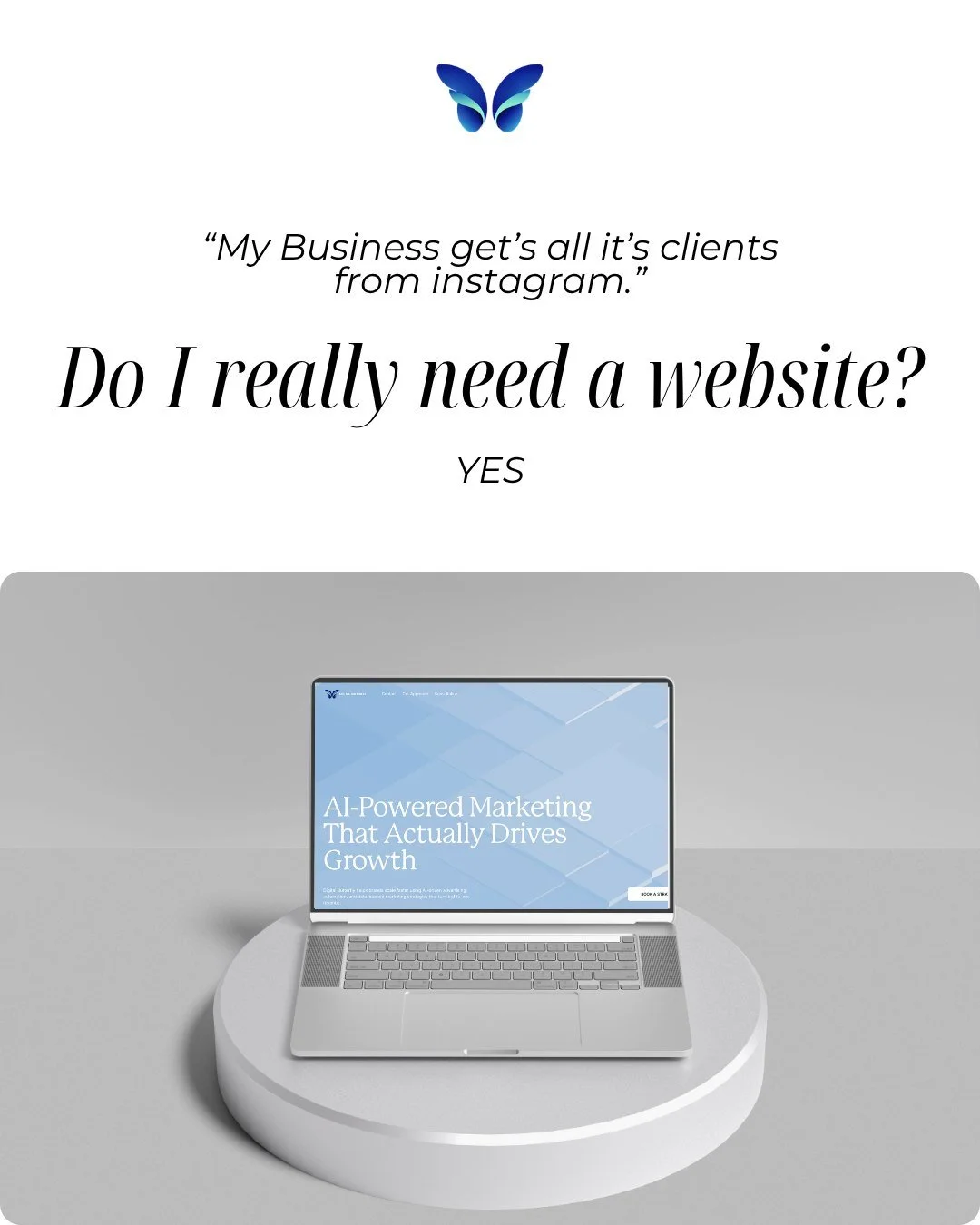 Everyone says Instagram is enough 👀
And yes, it can bring attention.

But attention doesn&rsquo;t always convert.

You don&rsquo;t own your audience on Instagram. ❌
You don&rsquo;t control the experience.
And you&rsquo;re one algorithm change away f